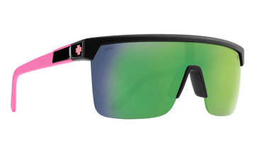 Spy FLYNN 5050 Matte Black & Pink w/ Happy Light Green Mirror
